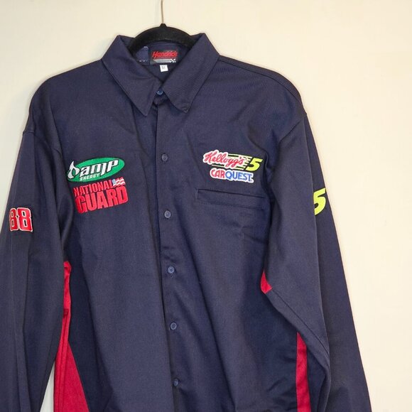 Men's Westex Hendrick Motorsports Button Up Uniform Shirt Navy Blue/Red Size M - Picture 5 of 11